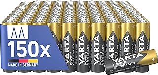 Lot de 150 piles AA alcalines 1,5V VARTA Power on Demand