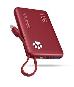 INIU Batterie Externe 20W 10000mAh Power Bank avec Câbles USB C Intégrés