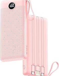 Batterie externe 20000mAh USB-C 20W avec écran LED, rose