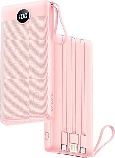 Batterie externe 20000mAh USB-C 20W avec écran LED, rose