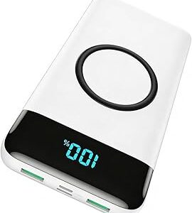 Batterie externe 26800mAh sans fil, charge rapide 25W USB-C et 4 sorties