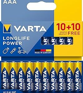 Piles AAA Longlife Power 1,5V alcalines, lot de 20, emballage recyclé