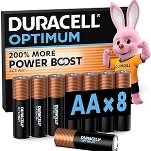 DURACELL Optimum Piles AA 1,5V Lot de 8, 200% Power Boost