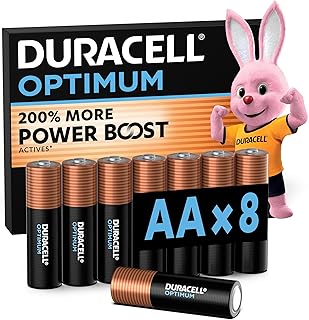 DURACELL Optimum Piles AA 1,5V Lot de 8, 200% Power Boost