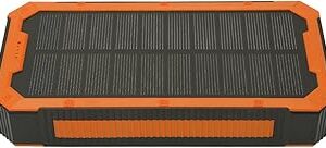 Batterie solaire 36800mAh avec panneau monocristallin, 4 ports USB orange