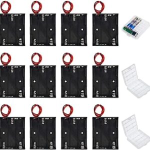 12 supports de batterie 3AA noir avec boîte de rangement transparente