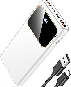 Batterie externe 10000mAh 22.5W avec charge rapide PD3.0 QC4.0, blanc