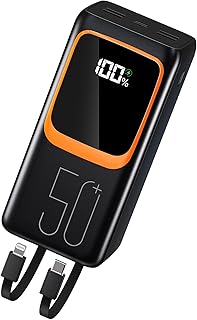 Batterie externe 50000 mAh, power bank charge rapide 22,5W avec 5 sorties et lampe