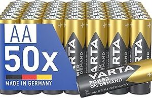 Lot de 50 piles AA alcalines 1,5V Varta Power on Demand