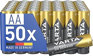 Lot de 50 piles AA alcalines 1,5V Varta Power on Demand