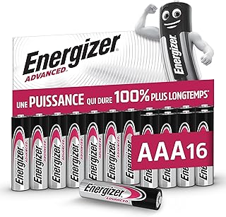 Piles AAA Energizer Advanced Lot de 16, haute performance alcaline 1,5V