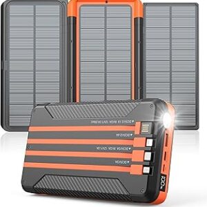 Chargeur solaire 46800mAh avec câbles intégrés et panneaux pliables