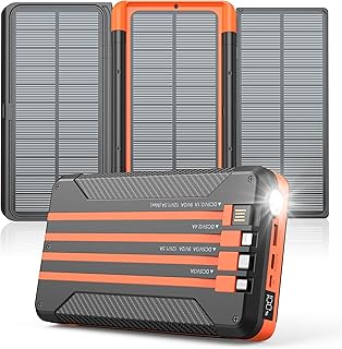 Chargeur solaire 46800mAh avec câbles intégrés et panneaux pliables