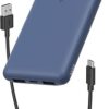 Batterie externe 10000mAh USB-C 15W, power bank bleu pour iPhone Galaxy