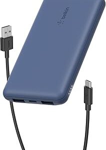 Batterie externe 10000mAh USB-C 15W, power bank bleu pour iPhone Galaxy