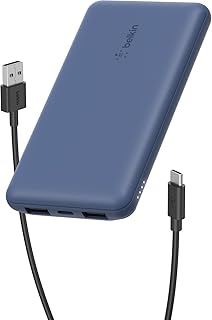 Batterie externe 10000mAh USB-C 15W, power bank bleu pour iPhone Galaxy