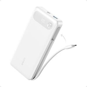 Anker batterie externe 20000 mAh avec câble USB-C intégré, charge rapide 87 W